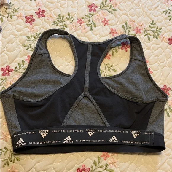 adidas Dark Gray and Black Racerback Sports Bra - Picture 2 of 3